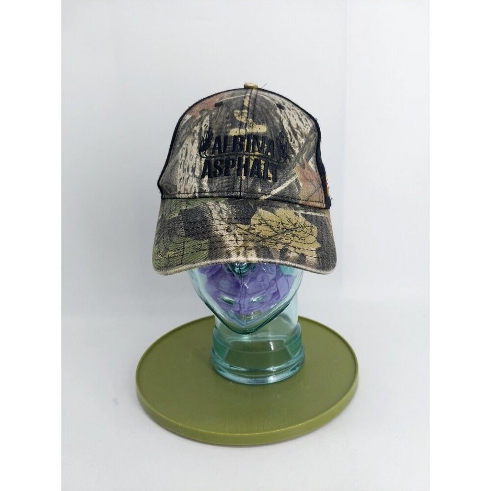 Albina Asphalt Green Camoflauge Hook n Loop Hat American Flag